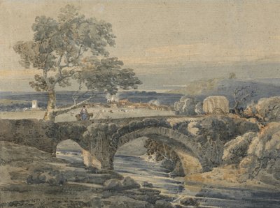 De oude brug in Devon door Thomas Girtin